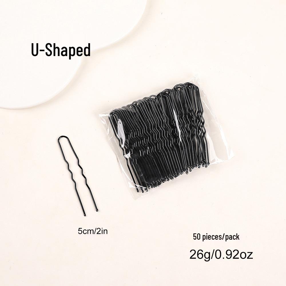 Simple Black U-Shaped Hairpins: Small Steel Clips for Women's Hair