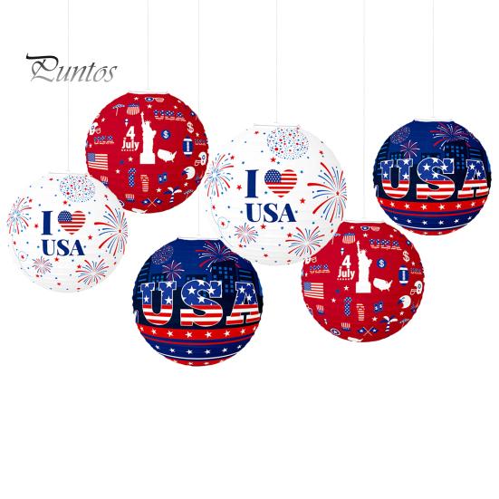 Paper Lantern Festive Independence Day Decoration USA Themed Pattern Hanging Paper Lantern Party Home Decor