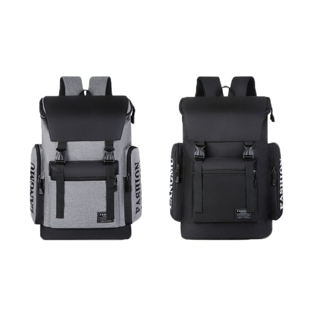 Multifunctional Men Backpack Letter Canvas Rucksack Simple Student Schoolbag Male