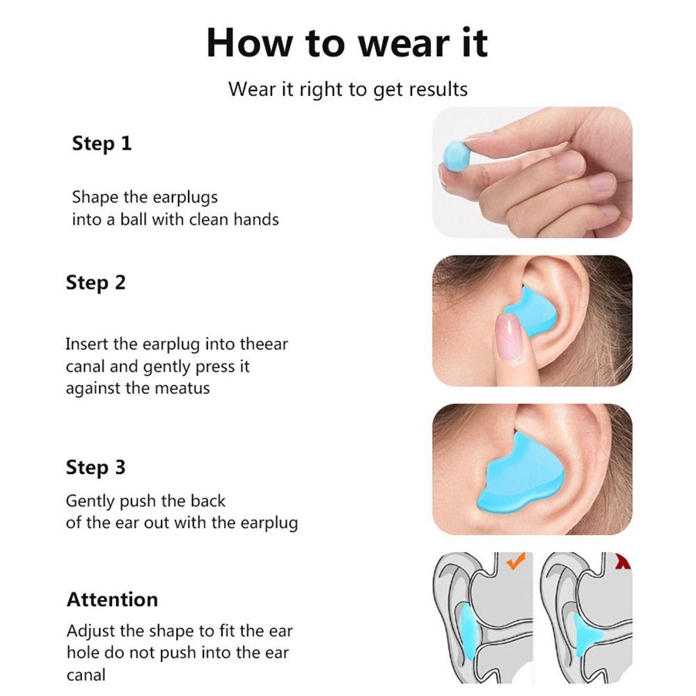 3Pair Heart Shape Swimming Earplugs Noise Reduction Sound Insulation Earmuffs Gift Ear Plugs  Unisex