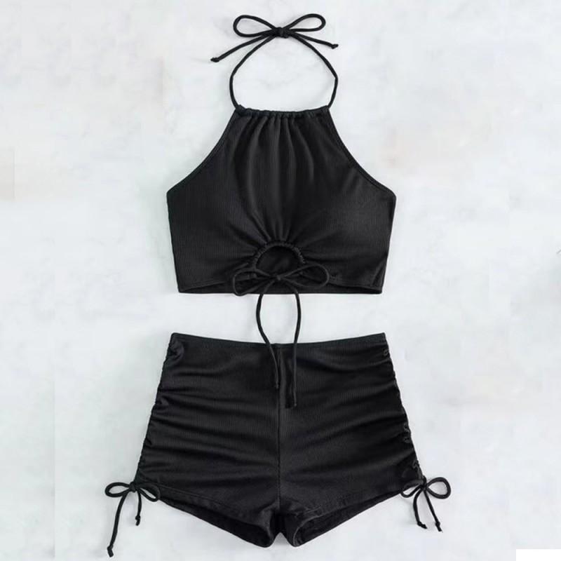 Costume da Bagno Due Pezzi Set Femminile Bikini con Scollo a Nodo Alta Qualità