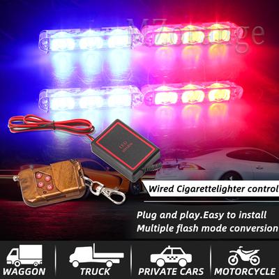4*3 Led Police Lights For Car FSO Strobe Light Wireless Remote Ambulance 12V Warning Emergency Flash Stroboscope Car Accessories