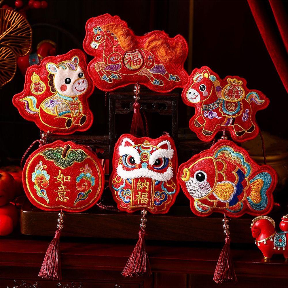 Chinese Style 2026 Lucky Bag Year of The Horse Zodiac Horse Ornaments  Car Decoration