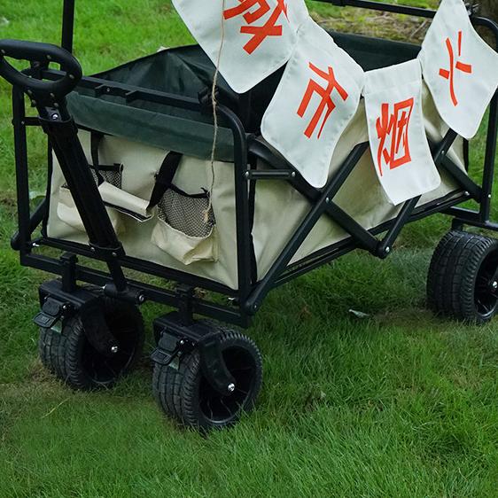 1pc Collapsible Foldable Wagon Cart, Heavy Duty Utility Garden Cart With All-Terrain Wheels For Beach, Lawn, Sports, Camping, Black, 30"