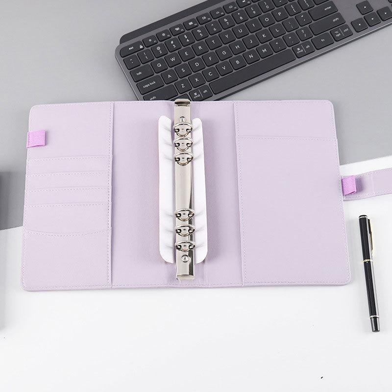 A4 A5 A6 Budget Binder File Holder Loose Leaf PU Leather Notebook Budget Binder with Prong Rings for Students Journal Business