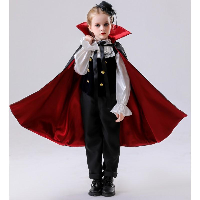 Kids Halloween Vampire Prince Costume Cloak Cosplay Party Stage Performance Outfit