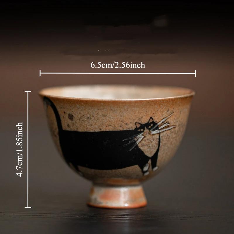 Handmade Japanese Vintage Ceramic Kiln Change Wild Cat Tea Cup Small Kung Fu Master Single Cup For Tea Ceremony Daily Use Lovers