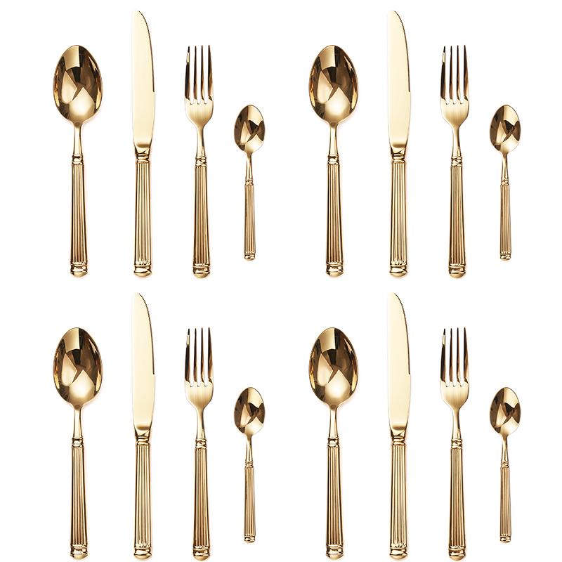 Europe Silver Luxury Fashion Cutlery Set 18/10 Stainless Steel Creativity Gift Roman Column Flatware 304