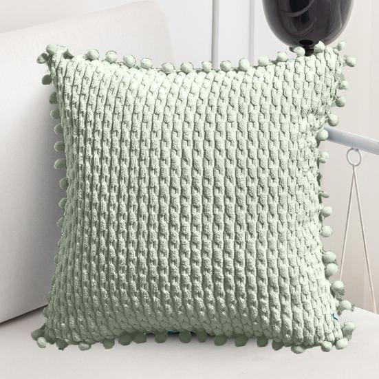 Pouzdro na polštář Stylový měkký jednobarevný povlak na polštář 45x45 cm Pouzdro na polštář v severském stylu se střapcem Kulový povlak na polštář Potřeby pro domácnost