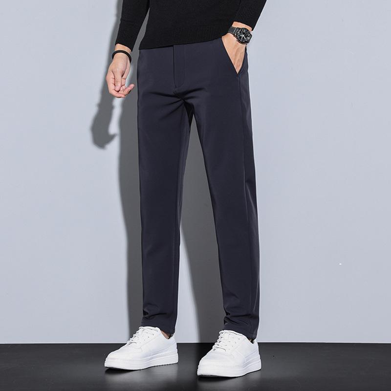 Spring and Autumn Light Business Men's Casual Pants Embroidered Small Straight Stretch Slim Pants