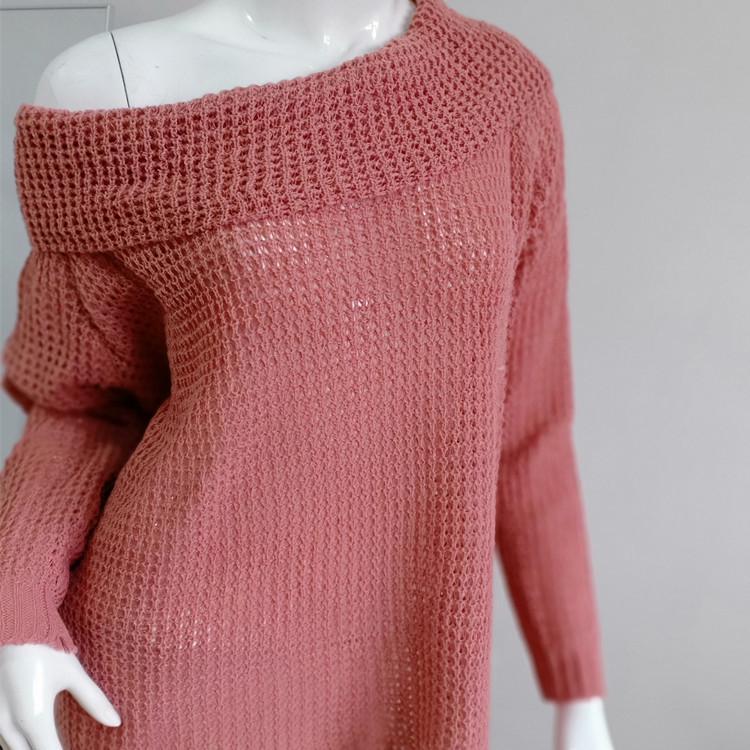 2026 Autumn Women's One-Shoulder Knit Sweater – European & American Off-the-Shoulder Irregular Style