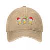 Christmas Beer Mugs Santa Hat Baseball Cap Retro Distressed Denim Sun Hat Casual Adjustable Unisex