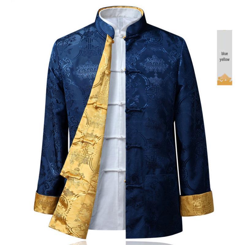 Pánská hedvábná čínská retro oboustranná bunda Tang suit