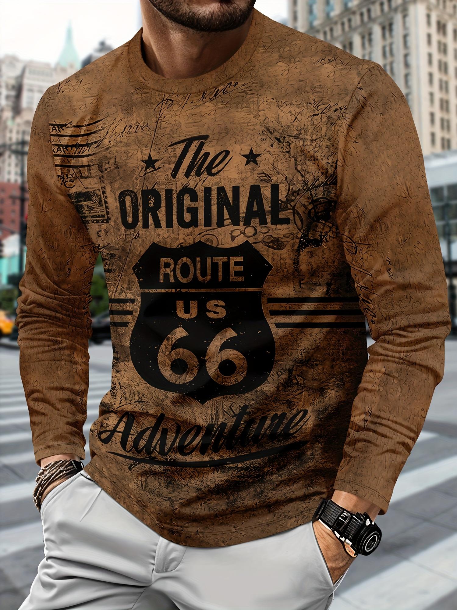 Men s 3D Geometric Print Long Sleeve Casual Sports T-Shir S