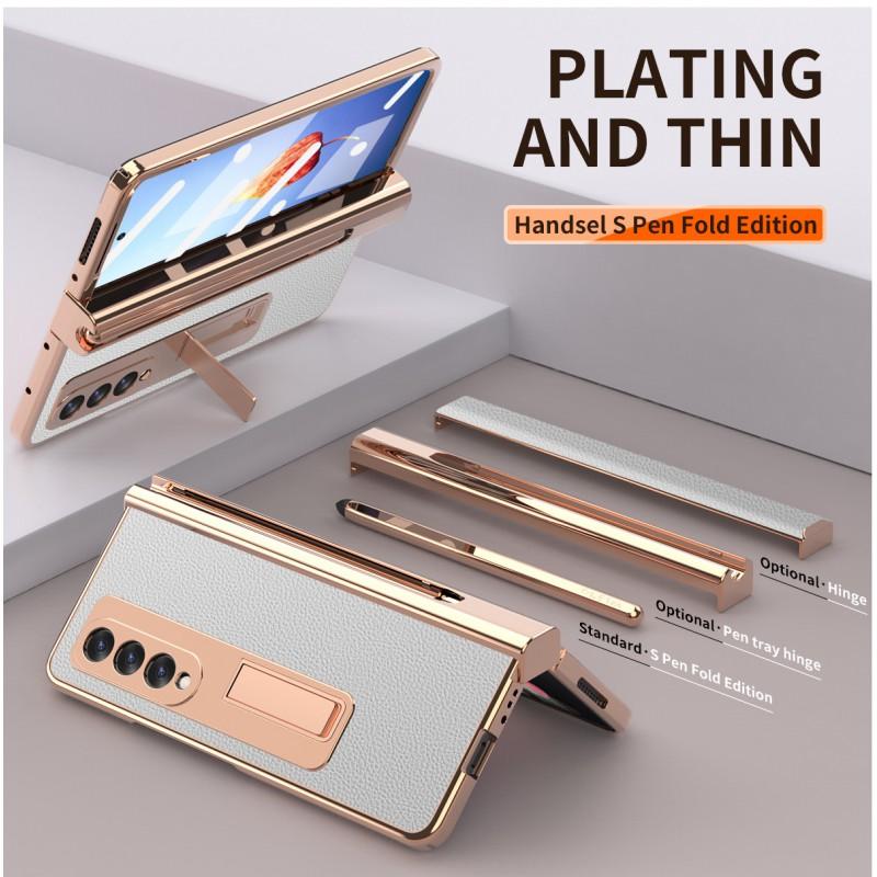 Fold 4 Case With Pen Slot S Holder Full Coverage Shockproof Leather PC Cover Galaxy Z 5 3 2