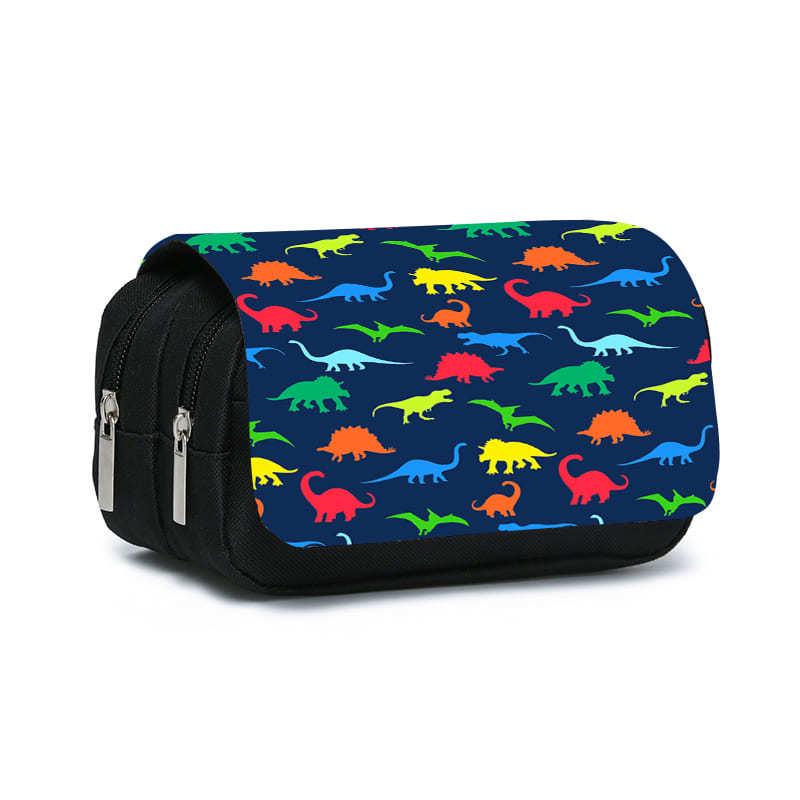Dinosaur 3D Print Double-Layer Pencil Case - Large Capacity Flip-Top for Students Double-Layer Flip-Top