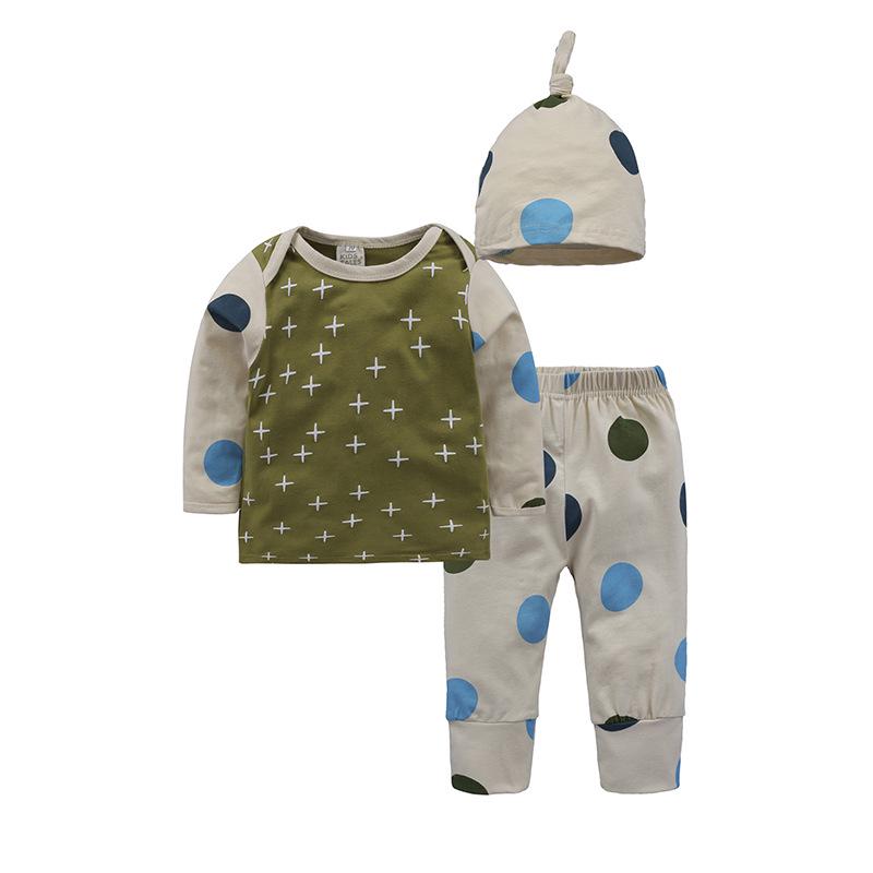 European Style Newborn Baby Outfit: Long Sleeve Top, PP Pants & Hat Set
