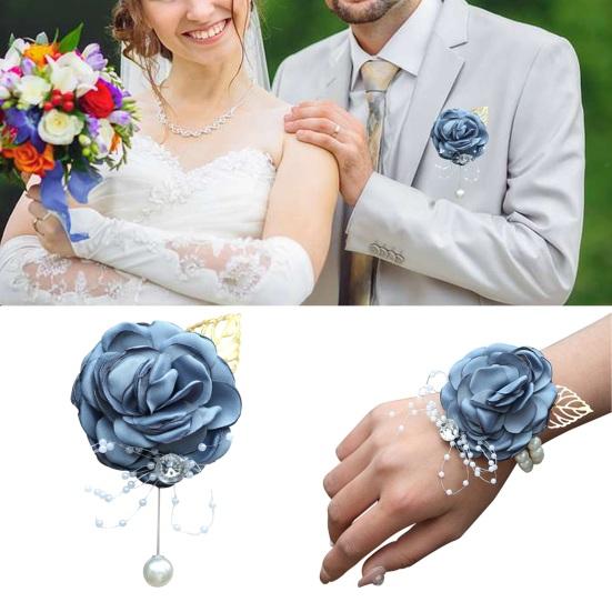 

Роза на запястье корсаж бутоньерка тонкая работа горный хрусталь корсаж элегантные свадебные цветочные аксессуары
