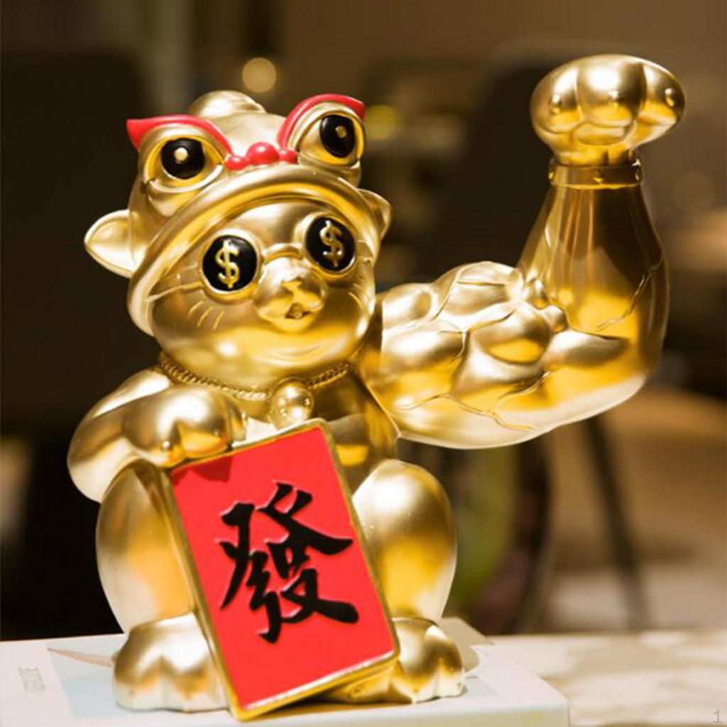 Figurine Craft ,Big Waving ,Feng Shui Resin Animal Sculpture for CNY Counter ,Sre Deskp Wealth