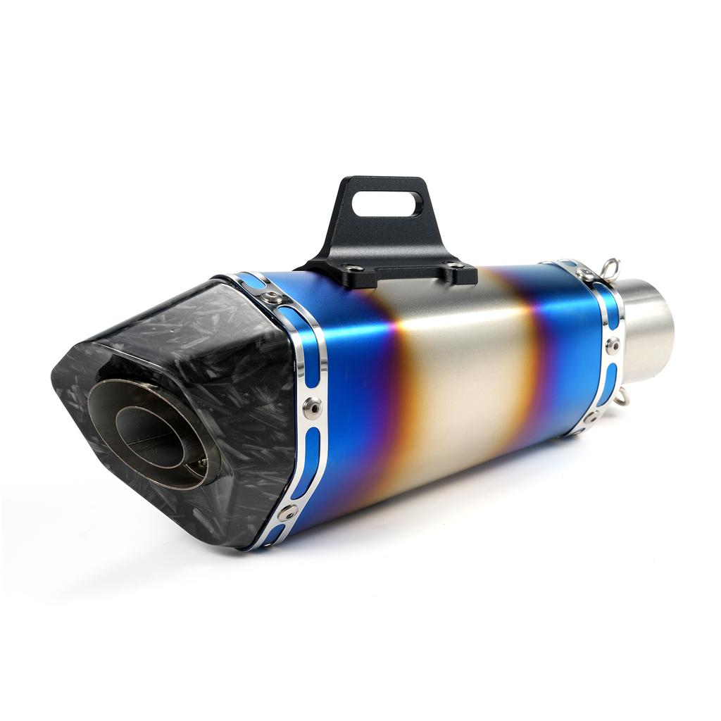 1.5-2in Inlet Motorcycle Exhaust Muffler Pipes Slip On Silencer Carbon Fiber Style Tail Tube High