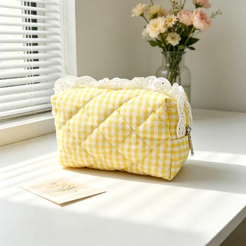 Ins Fresh Red Cherry Quilted Cosmetic Bag Fashion Small Large Toiletry Makeup Storage Bag Cute Lipstick Sanitary Napkin Case