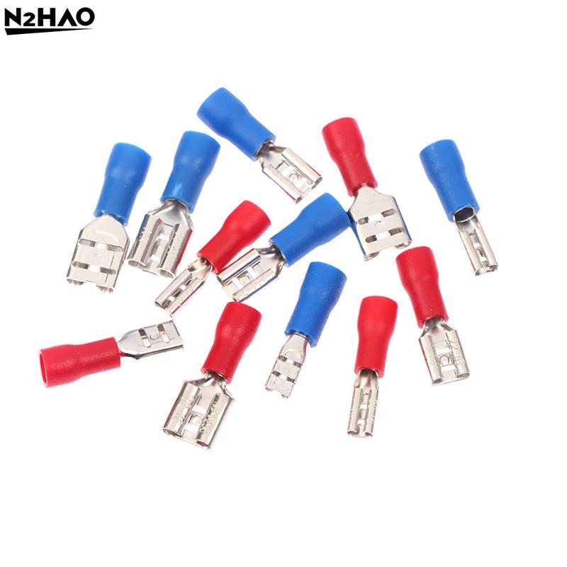 100Pc 2.8/4.8/6.3mm Insulated Spade Wire Connector Male Female Electrical Crimp Terminal Connector Wiring Cable Plug Red Blue