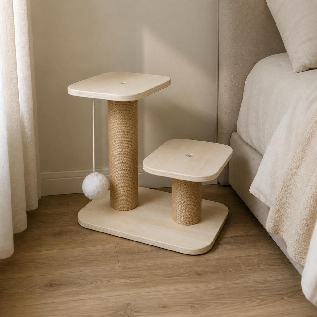 Cat Climbing Step with Toy Natural Perch Sisal Post Furniture Stable