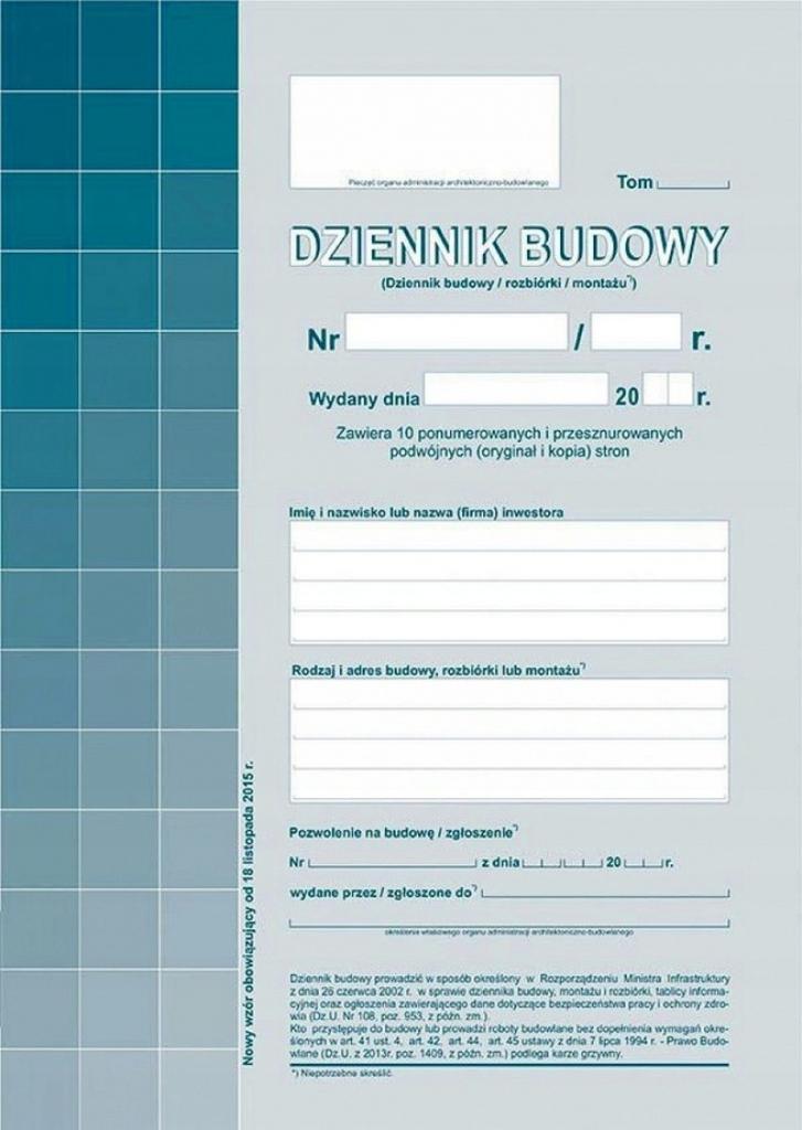 DZIENNIK BUDOWY A4 603-2 4565