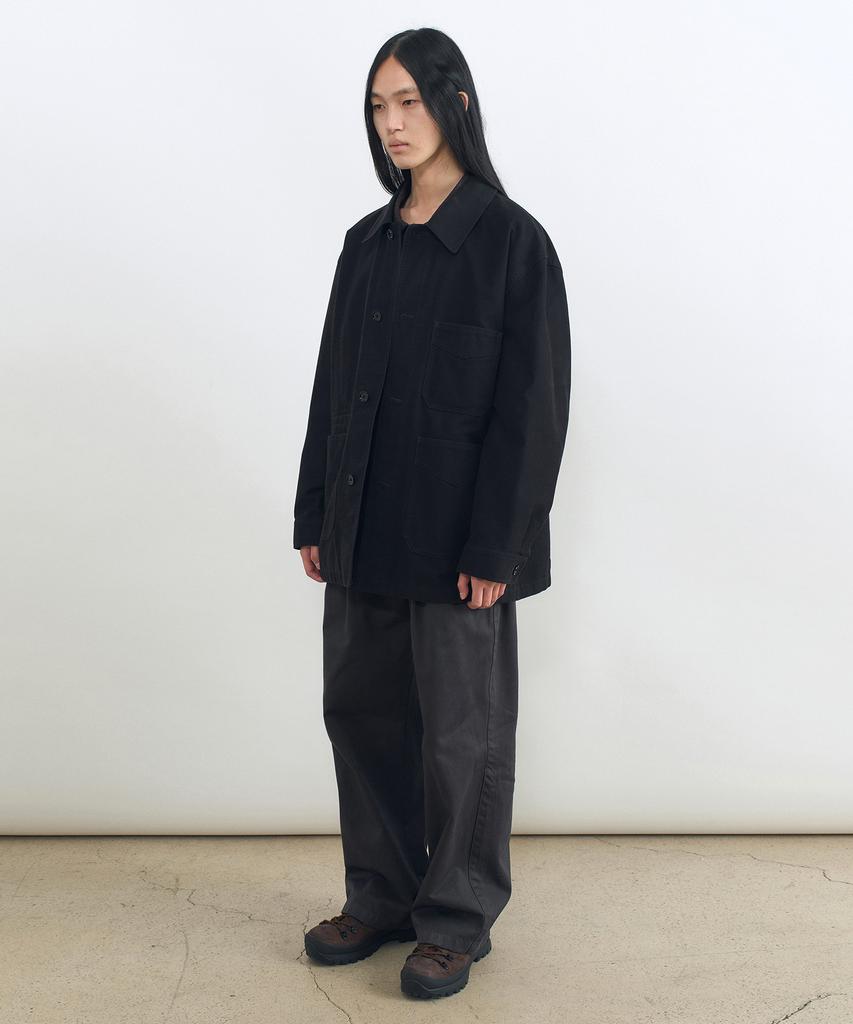 INSILENCE Garment Dyed Double-Pleat Wide Pants Dark Grey