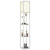 Vloerlamp met Plank, 3 Vakken, Compacte Afmetingen, MDF, Wit