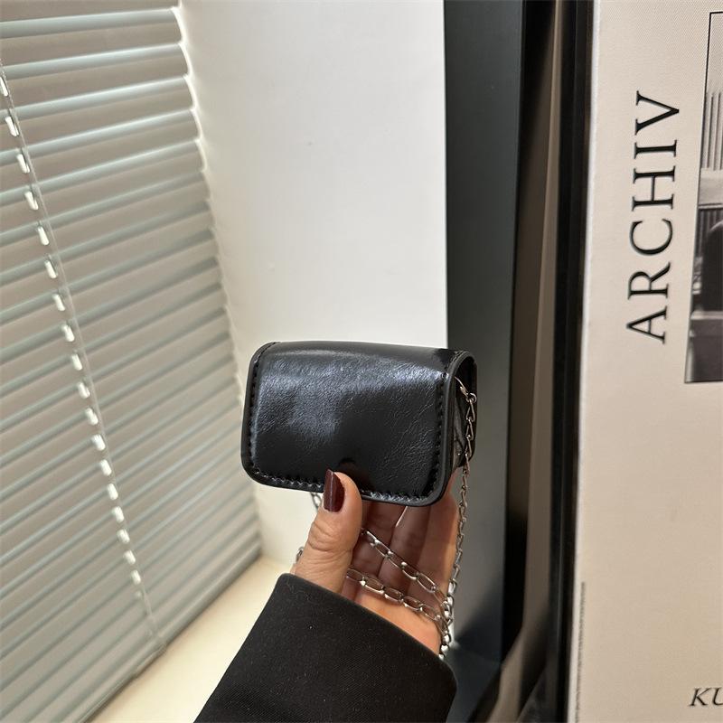 New mini solid color casual small square bag, premium texture simple chain, shoulder messenger bag, women's bag.