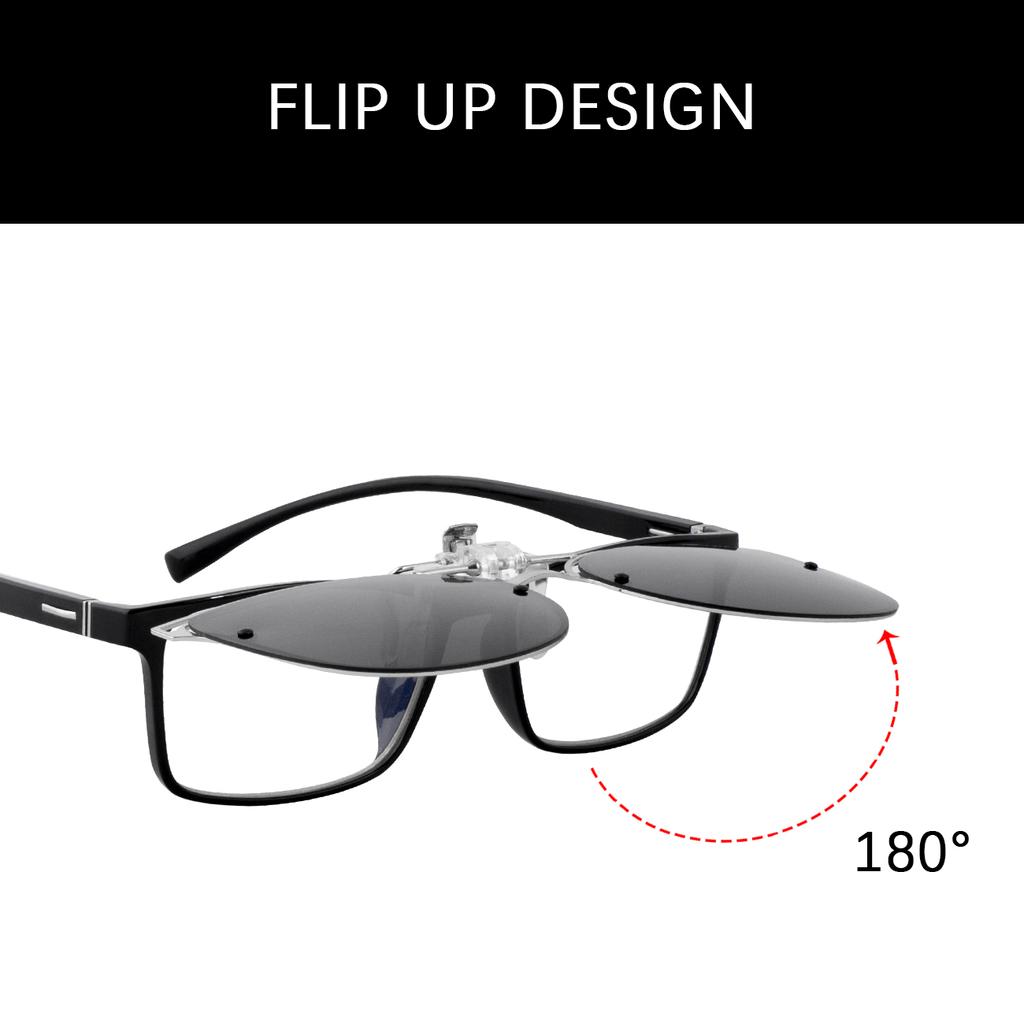 MAXJULl Clip On Sunglasses For Myopia UV400 Protection Flip Up Lens Fishing Driving Traveling 8505