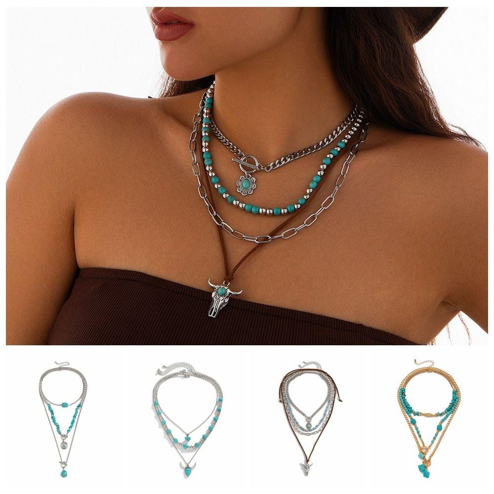 1 SET Ethnic Style Beach Choker Bead Bohemian Style Clavicle Chain  Girls