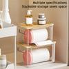 Dispenser per Sacchi della Spazzatura Portasacchi Impilabile con Coperchio in Bambù Organizzatore Trasparente in Plastica per Sacchi della Spazzatura per Cucina Lavanderia Dispensa Sotto il Lavello