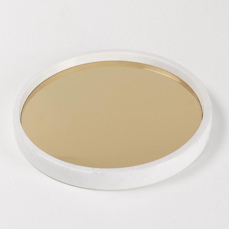 Light Luxury Modern Ins Art Round Metal Tray Model Room Sales Office Desktop Storage Simple Resin Ornaments