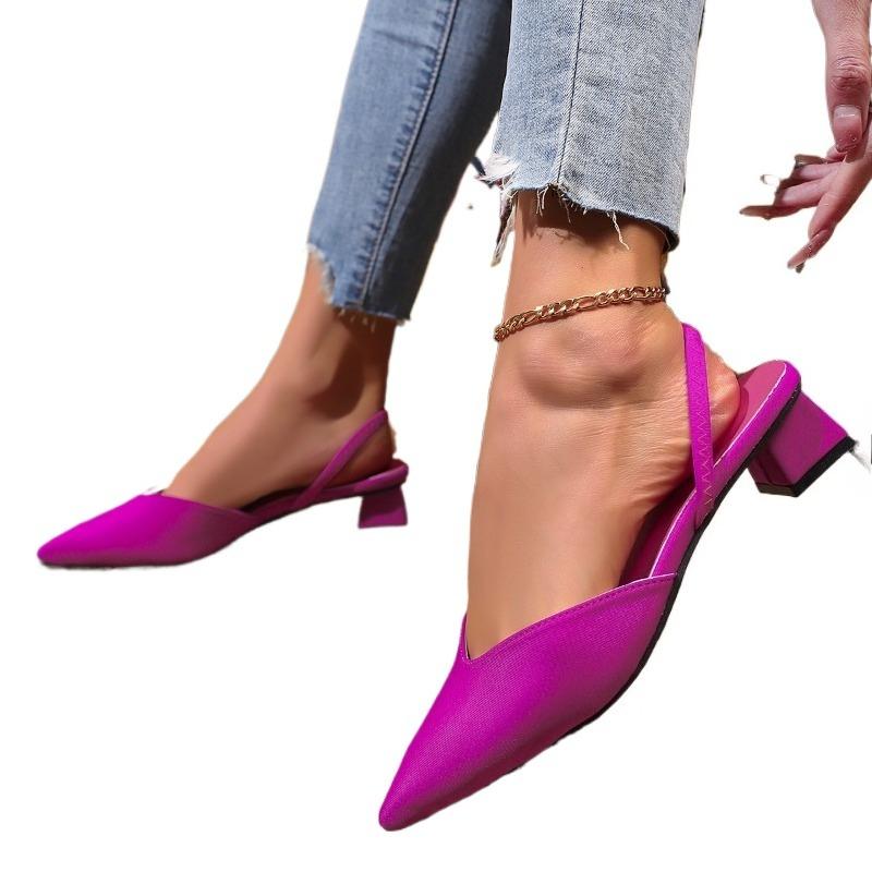 Fashion Mid Heels Women Pointed Toe Slippers Designer Elegant Shallow Mules Shoes 2025 Autumn Classical Dress Pumps Party Dress Zapatos