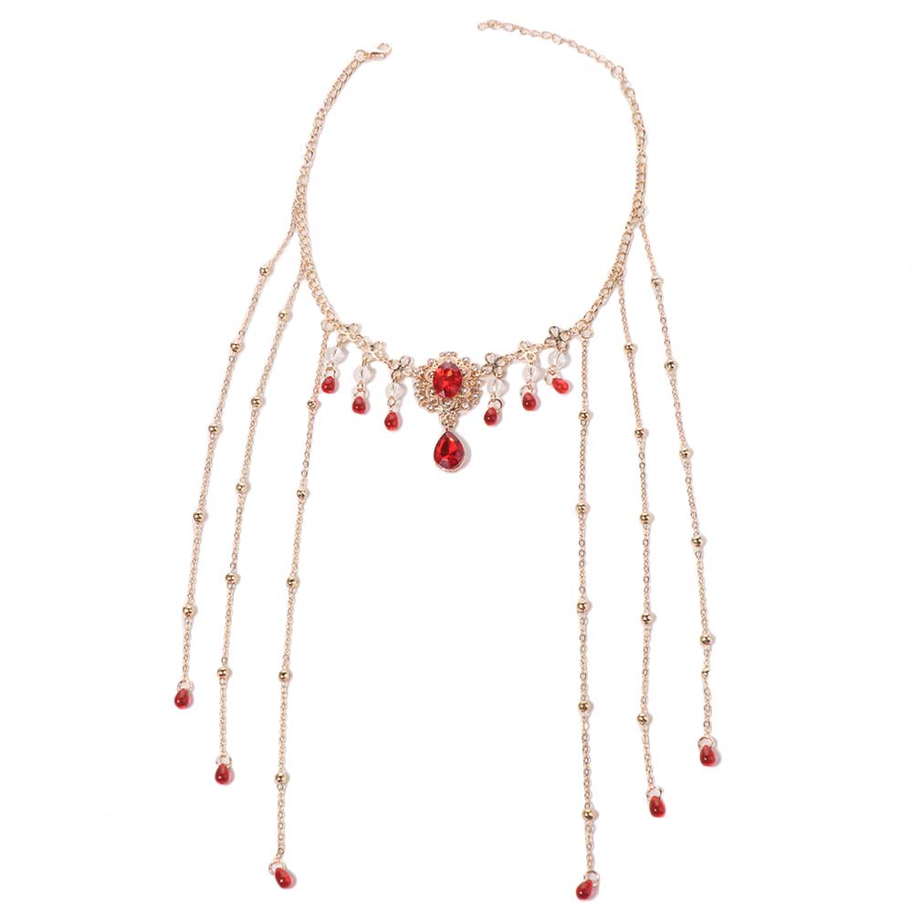 Sparkling Rhinestone Necklace Tassel Chain Shiny Choker Exquisite Clavicle Chain Women