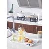 Blue Boat 16.5" x 11.5" Serving Trays Set of 2 White, Dinner Tray, Light Weight Easy to Clean Sturdy Stackable Melamine Serving Tray with Handle,