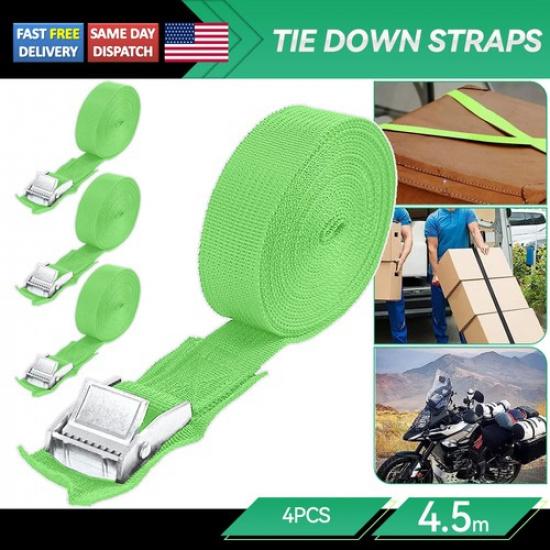 Lashing Straps Cargo Luggage Tie Down Cam  Buckle Roof Rack 450cm*25cm Set Of 4
