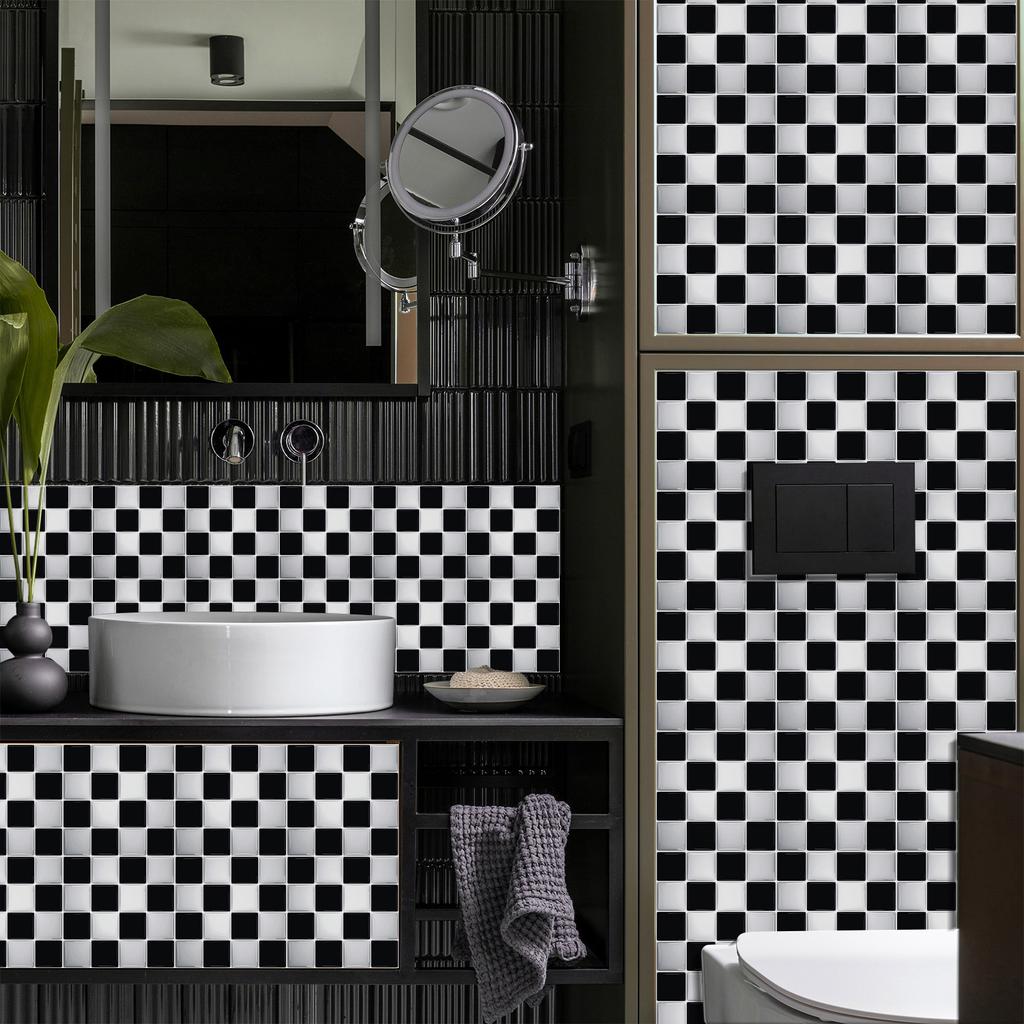 50pcs 3D Waterproof Self-Adhesive Mosaic Tile Wall Stickers, Easy to Install, Suitable for Kitchen Bathroom and Home Decoration