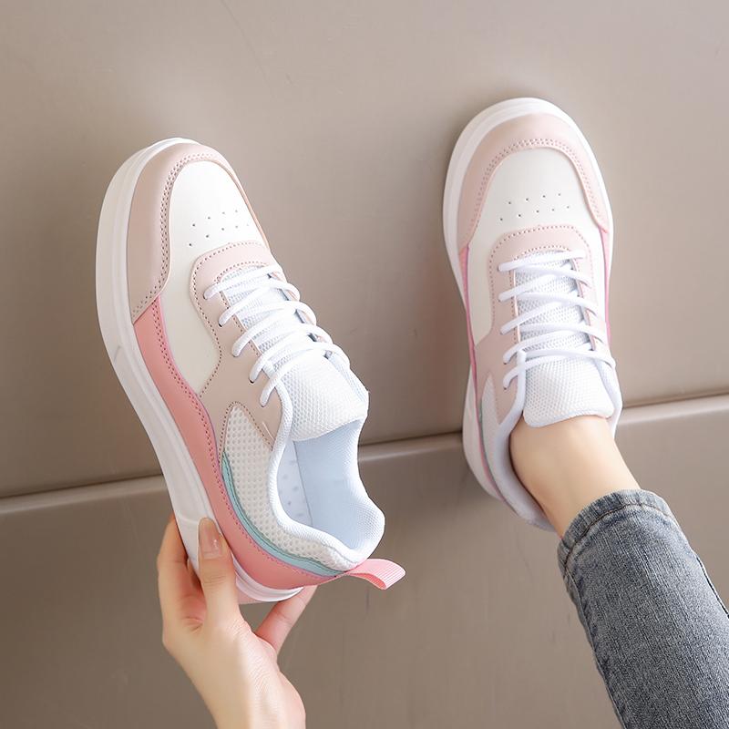 TUINANLE Sports Shoes for Women Lace Up Casual Leather Platform Sneakers Female Breathable Running Shoes