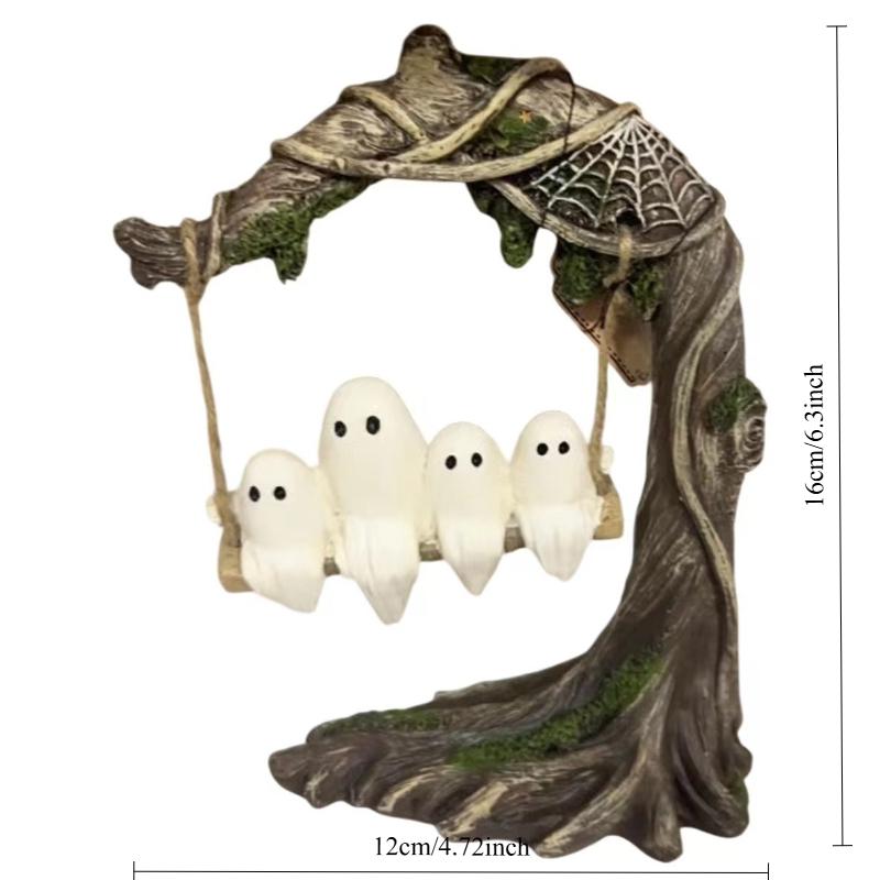 Resin Halloween Swing Cute Ghost Decoration Holiday Home Desktop Ornament Craft Gift