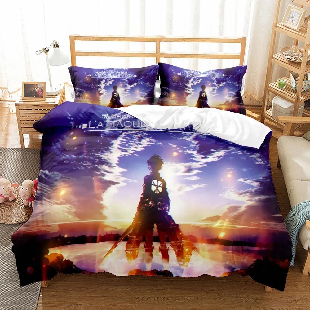 

Комплект постельного белья для детей Comics Investigation Corps King Queen Double Full Twin Single Size Attack on Titan AU Double 180x210cm