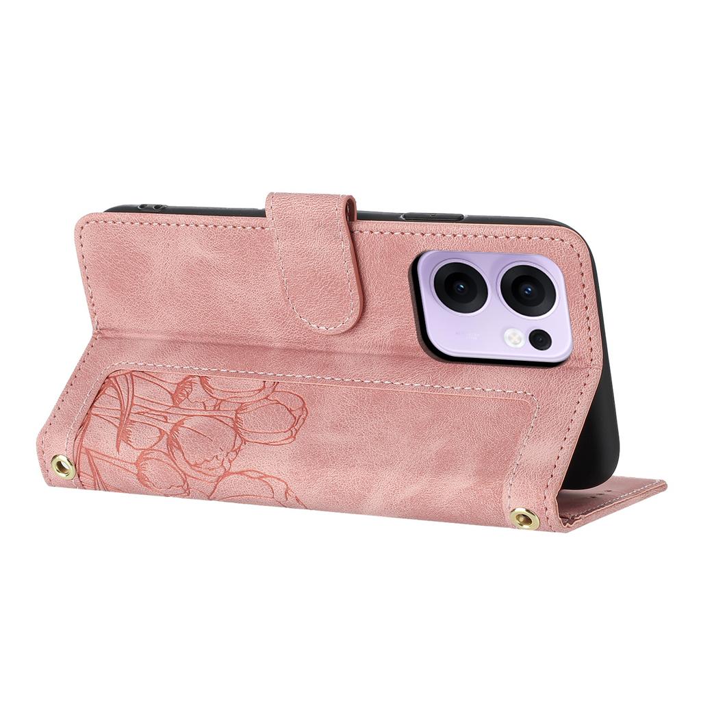 For Oppo Reno13 F 5G (Reno 13 FS 5G)/4G Case Tulip Leather Phone Cover with 5 Card Slots Wallet