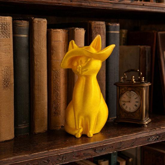3D Printed Cat Figurine Minimalist Modern Elegant Cat Sculpture Small Collectible Animal Statue