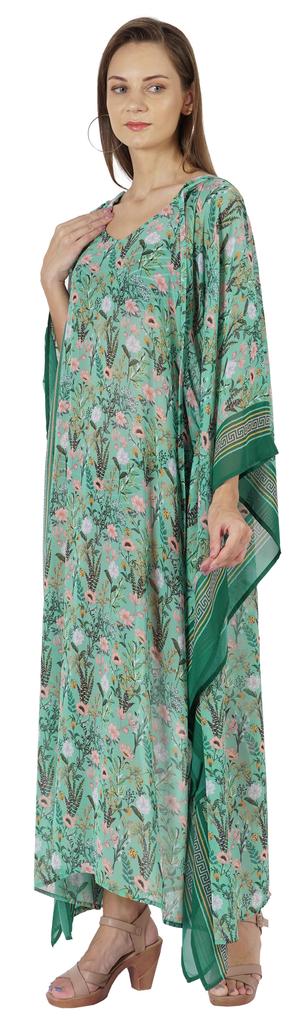 Moomaya Hooded Caftan For Women's Long Printed Bikini Cover Up Summer Turkish