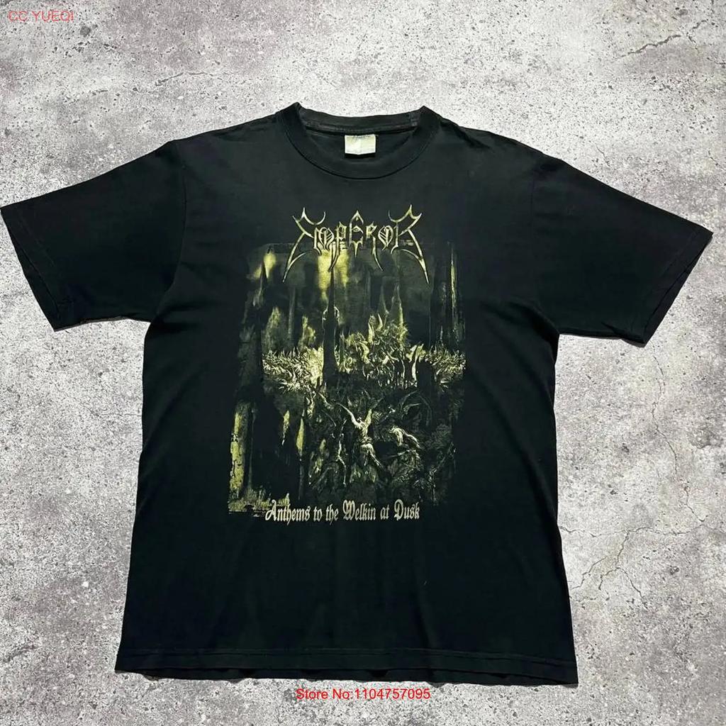Vintage 1990er Emperor Anthems To The Welkin At Dusk Metal Band Rock T-Shirt Vintage Lässig Unisex Leicht gedehnt