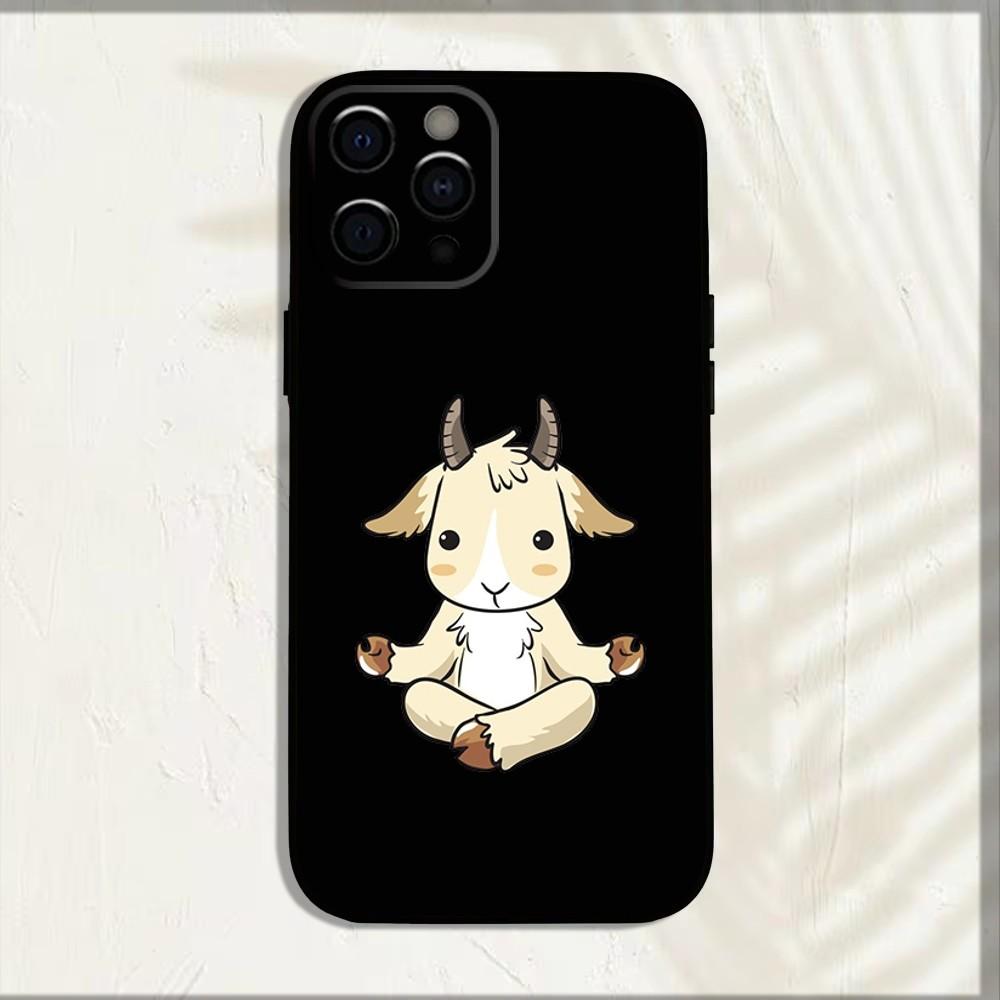 Cartoon Cute Goat Phone Case For iPhone 16,15,14,13,12,11,Pro,X,XS,Max,XR,Plus,Mini Soft Black Cover