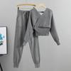 Korean Petite V-Neck Off-Shoulder Knit Two-Piece Set for Women - Autumn/Winter