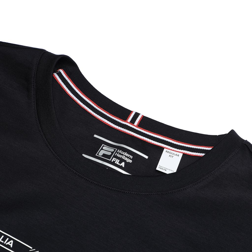 FILA Logo Print Casual Knit Short Sleeve T-Shirt Men Tops Legendary-Blue F11M321108FNV